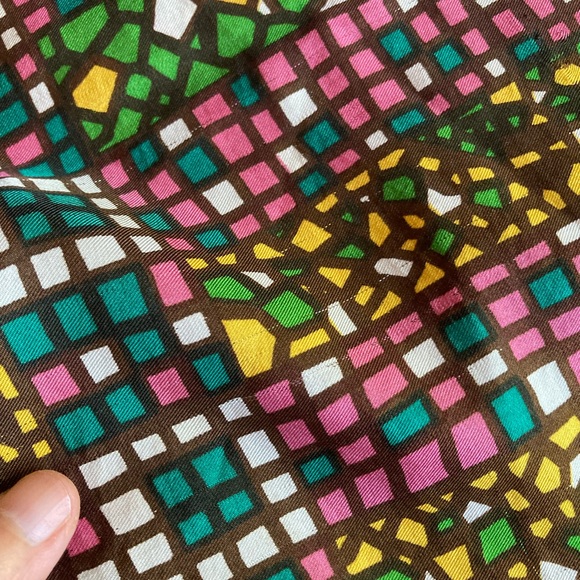 Vintage Saks Fifth Avenue Silk Made in Switzerland Stained Glass Motif Scarf - Picture 12 of 13